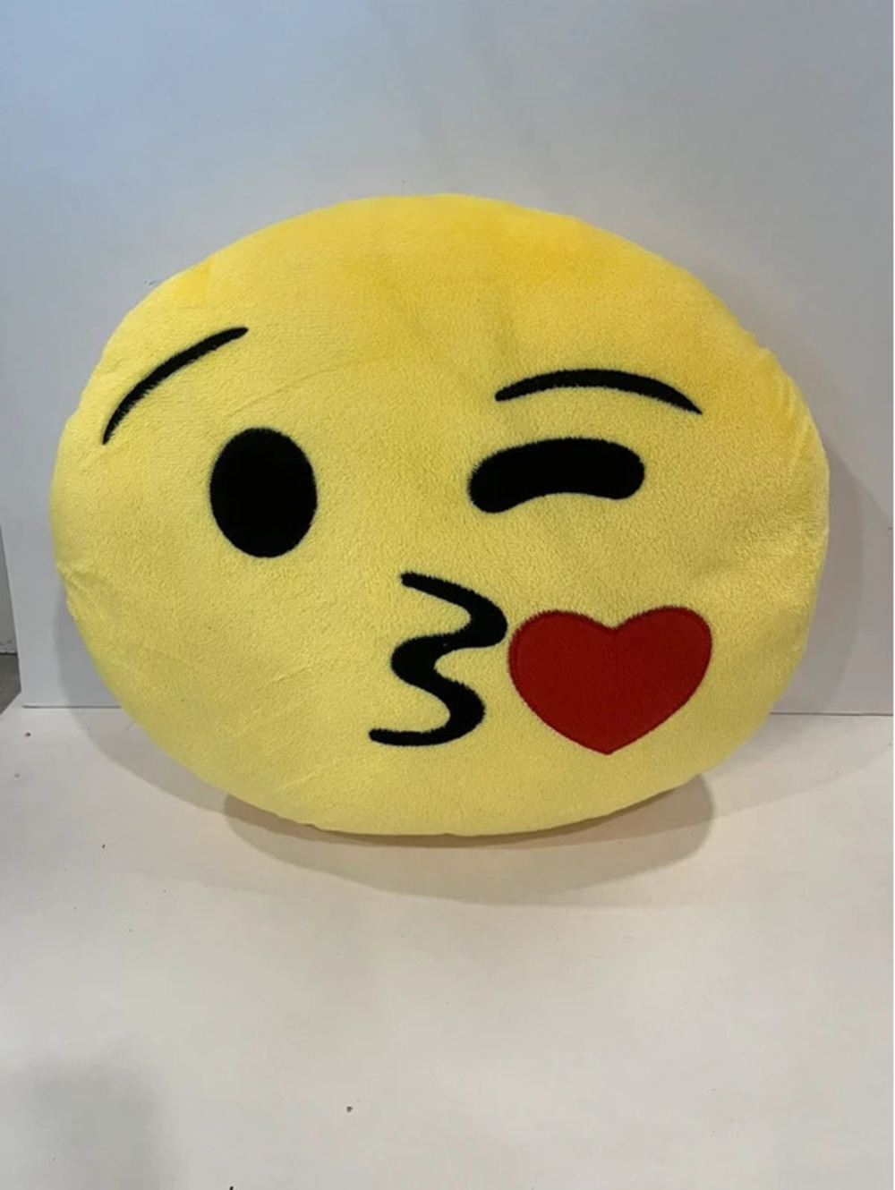Emoji Plush Face Throwing Kiss Pillow 12" Plush Toy Yellow Soft